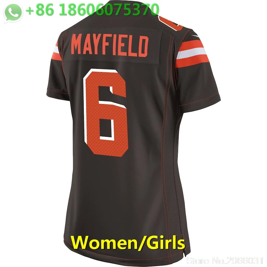 for women A+++ качественная женская футболка Baker Mayfield 6 Jersey Cleveland - Цвет: for women