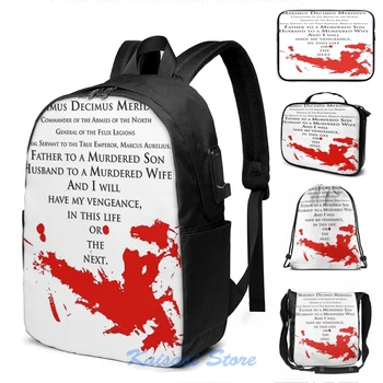 

Gladiator - My name is Maximus Decimus Meridius USB Charge Backpack men School bags Women bag Travel laptop bag