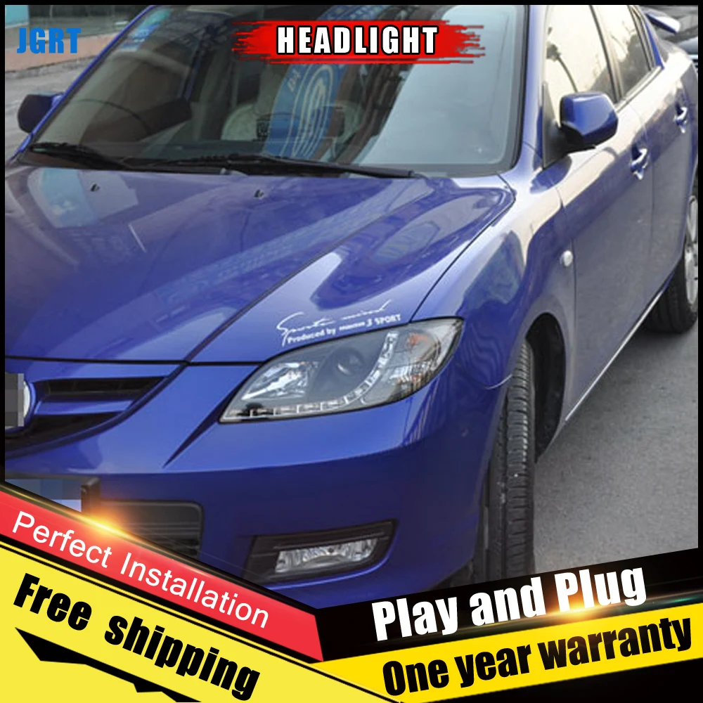 2 шт. автомобиль Стиль светодиодный фары для Mazda 3 2006 2012 налобный фонарь DRL Объектив