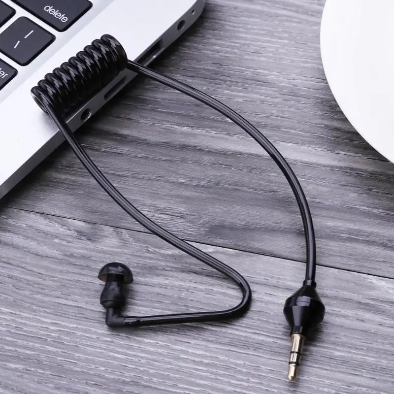 Одиночное прослушивание 3,5 мм наушники спиральные кабели моно Функция наушник в ухо стерео гарнитура только для прослушивания