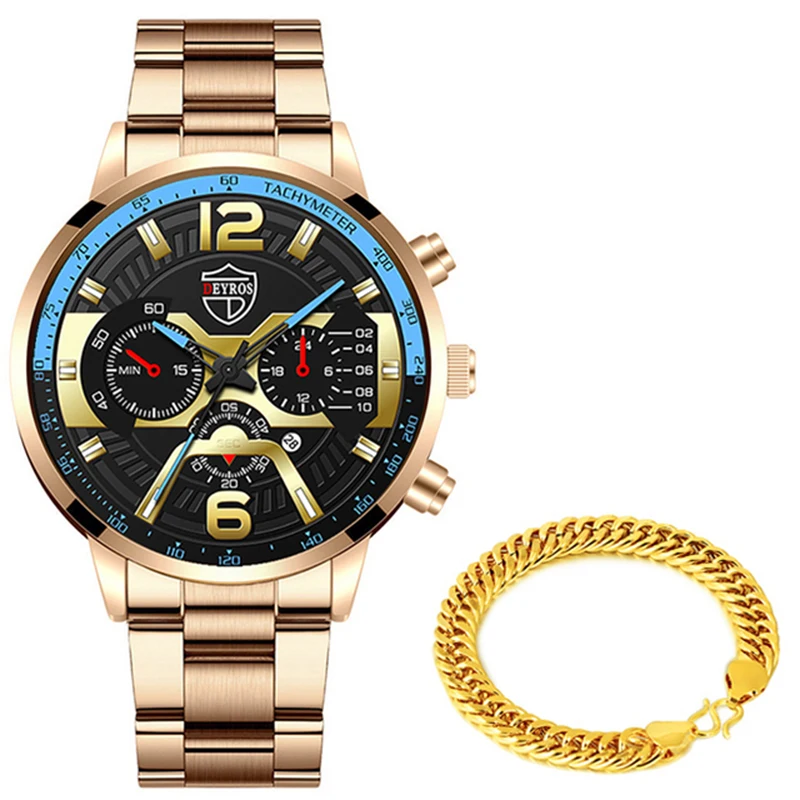 2022 Mens Fashion Watches Luxury Men Stainless Steel Quartz Wrist Watch Male Business Casual Gold Bracelets relogio masculino 