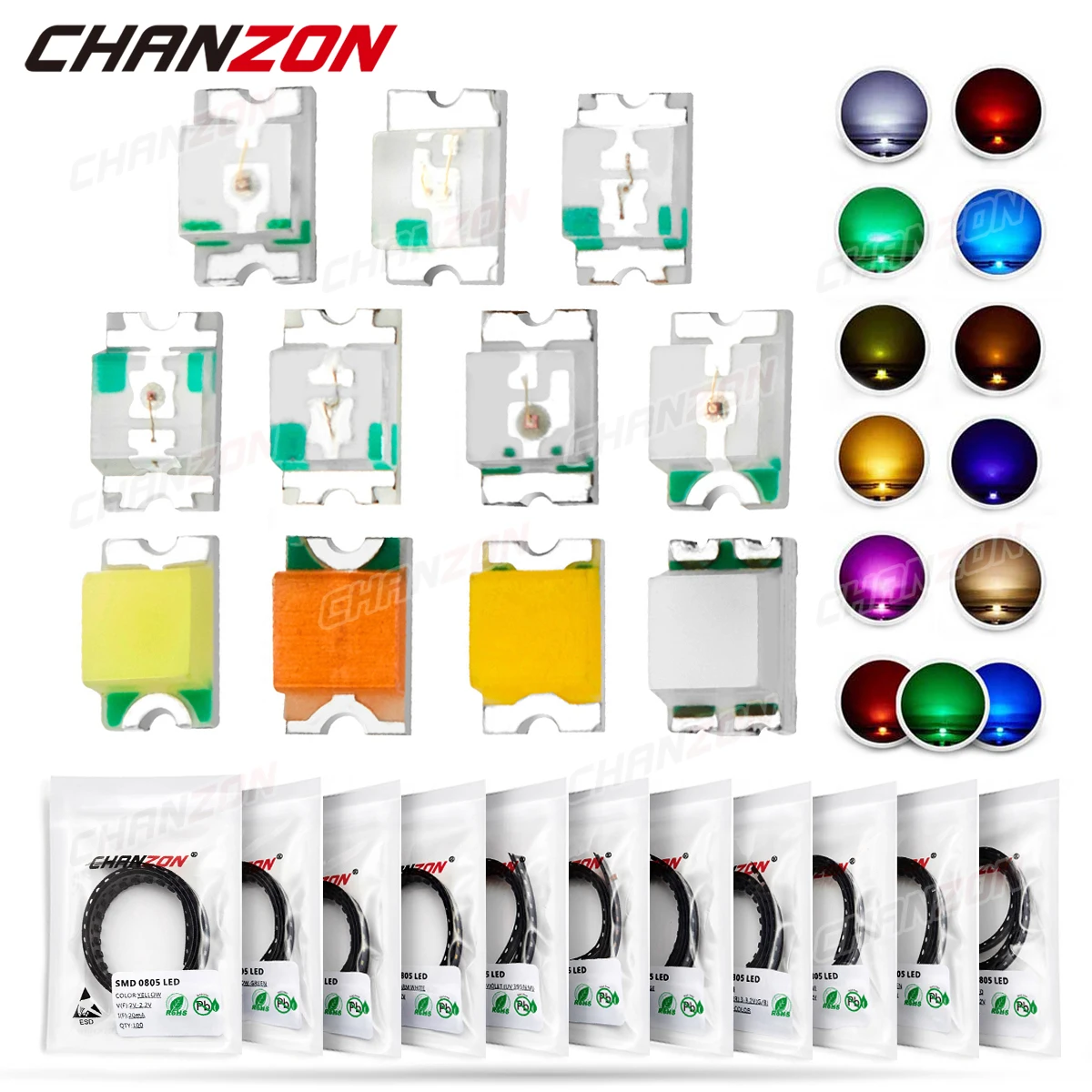 0805 SMD LED Diode Lamp Chip Light UV Purple Pink RGB Warm White Red Green Blue Yellow Orange Multicolor Emitting Kit Set 100Pcs led lamp led chip led assortment kit led lamp beads