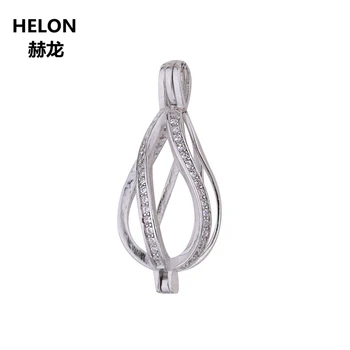 

925 Sterling Silver 9-10mm Pearl or Round Bead Semi Mount Pendant Cubic Zirconia CZ Wholesale