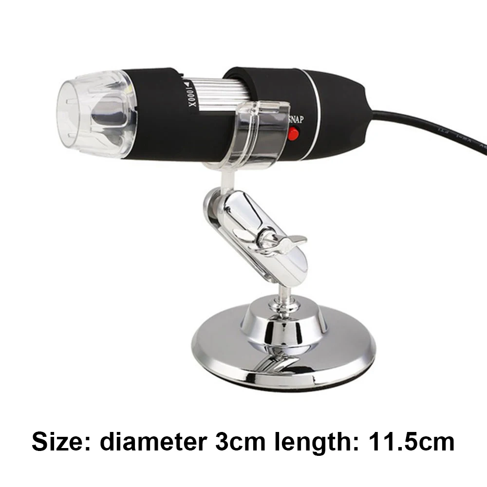 1600X Hand Held Endoscope 8LED Computers Mobile Phones Photos Ear Cleaning Tool Digital Microscope Portable Black Inspection