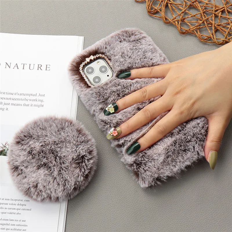 Mirror Fur Fluffy soft Case For iPhone 11 Pro Max (29)