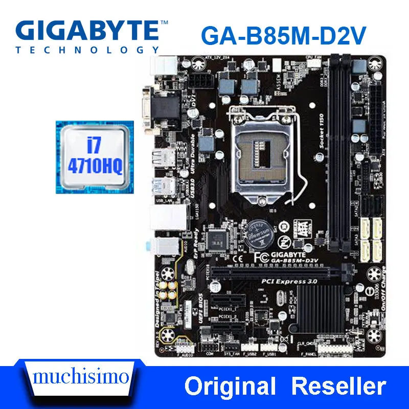 Gigabyte GA-B85M-D2V Intel i7 4710HQ 100% оригинальная материнская плата LGA 1150 DDR3 16G B85 B85M-D2V настольная материнаская плата Восстановленное