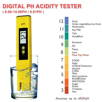 

Rapid Test PH Acidity Meter Pen Water Quality Testing Equipment PH 0-14/0.01 Monitoring Instrument for Aquarium Water/Food Acids