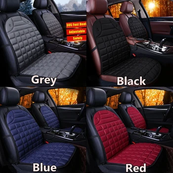 

2Pcs In 1 Fast Heated & Adjustable Black/Grey/Blue/Red Car Electric Heated Seat Car Styling Winter Pad Cushions Auto Covers