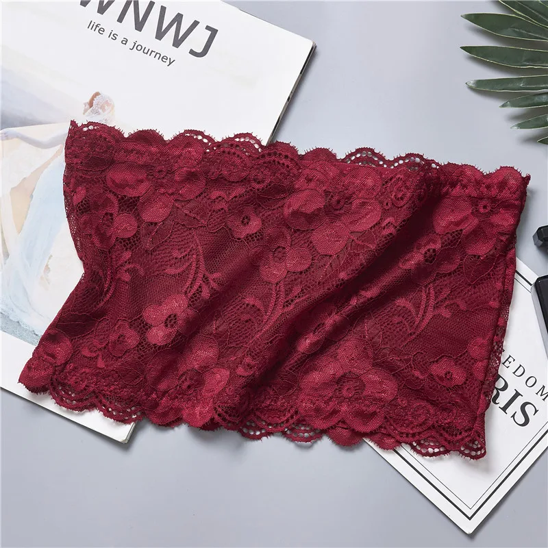 Girls Strapless Crop Wrap Lace Bandeau Tube Top Women Bustier Boob Tubes Tops Bralette 5 Solid Colors Red Blue White Black women tube tops