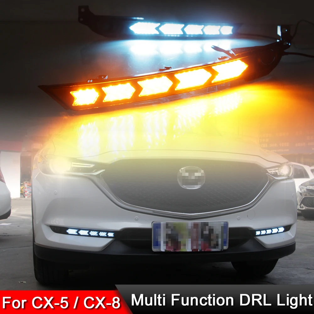

For Mazda CX-5 CX-8 2017 2018 2019 2020 2021 Front Bumper LED DRL Daytime Light Turn Signal Light Fog Lamp Assembly