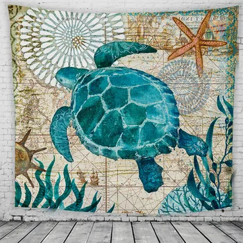 

New European and American Home Tapestry Marine Life Tapestry Living Room Room Background Cloth Decoration Machine Washable