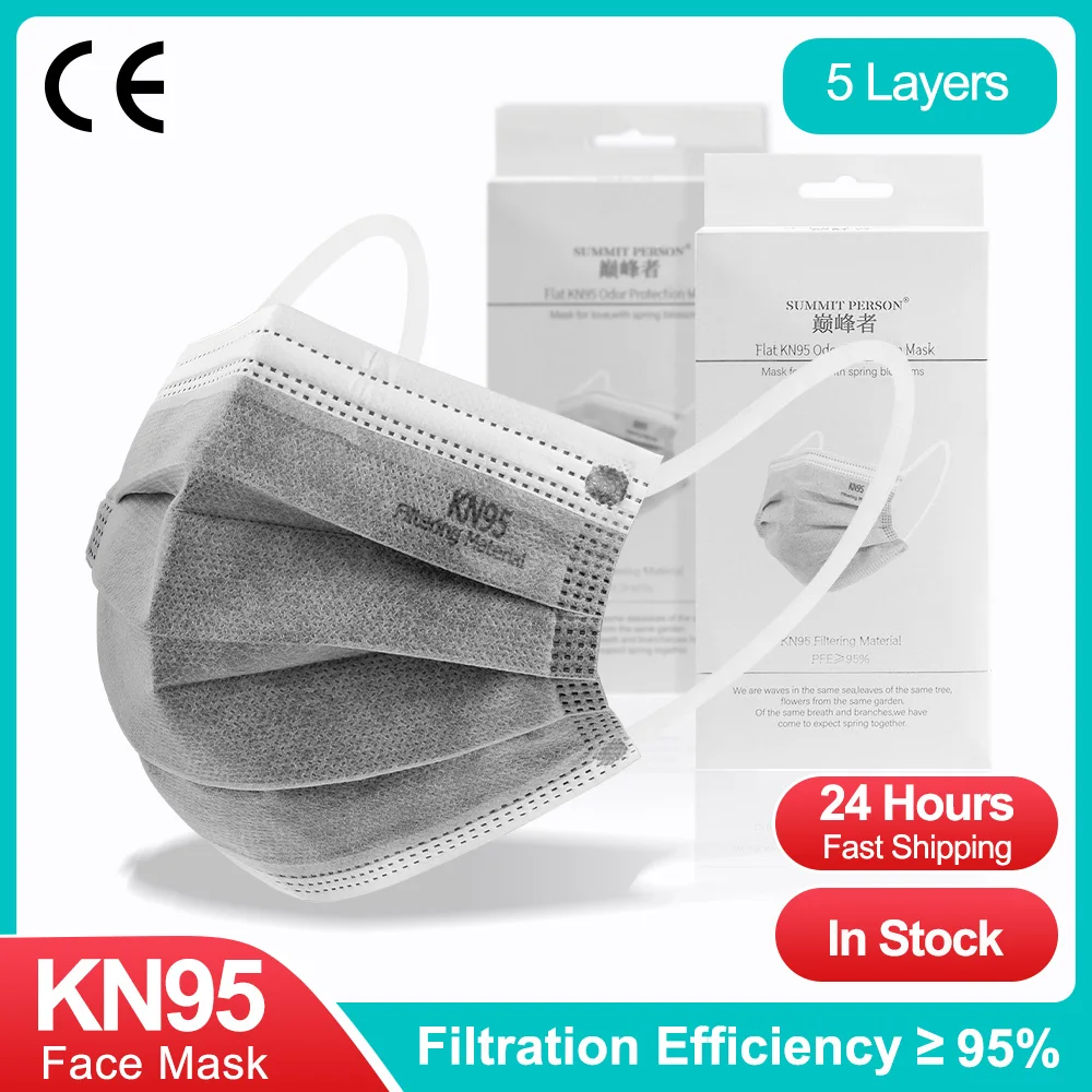 20-100 Uds KN95 certificado máscaras 5 capas CE FFP2 desechable cara máscara de filtro de carbono activado KN 95 Mascarillas FPP2 FFP2mask