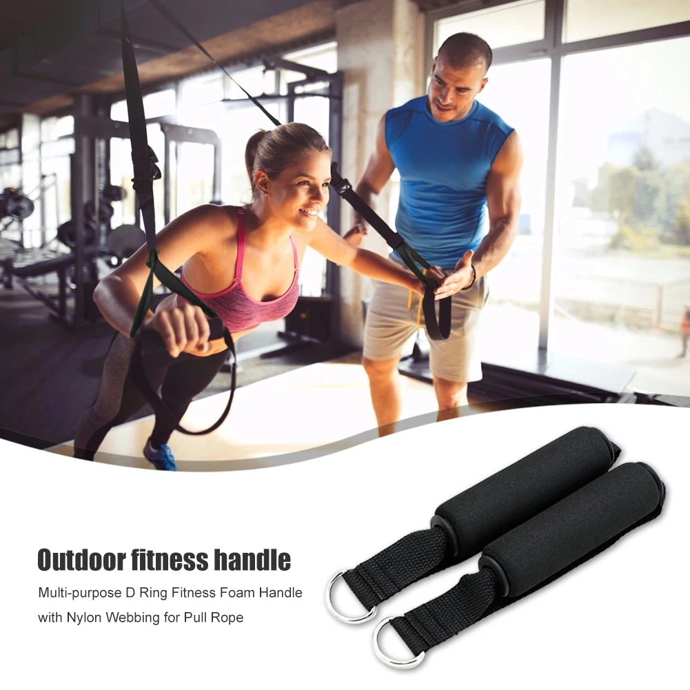 Foam Padded Fitness Handle with Nylon Webbing Effective Multi-purpose D Ring Working-out Accessories for Pull Rope |