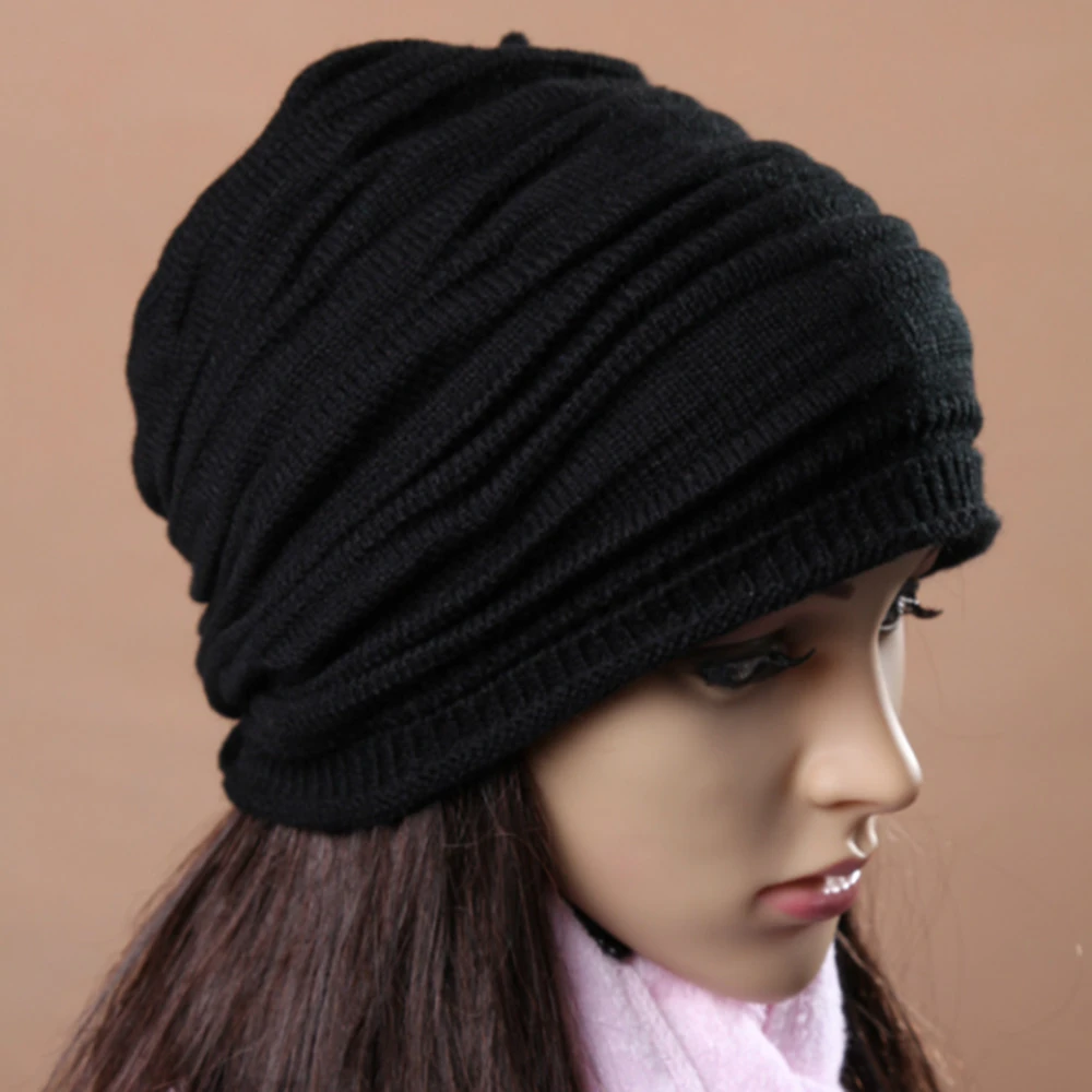 NEW Unisex Womens Mens Knit Baggy Beanie Hat Winter Warm Oversized Ski Cap MZ004