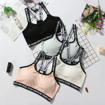 

Comfortable New Fashion Letter Strap Tube Tops Push Up Women Bra Bandeau Fitness Tops Sports Crop Top Underwear Sexy Lingerie