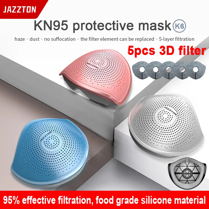 KN95 Industrial Dustproof Silicone Mask, Washable Reusable Filter With Breathing Valve, Virus Protection Adult Fashion Mascara
