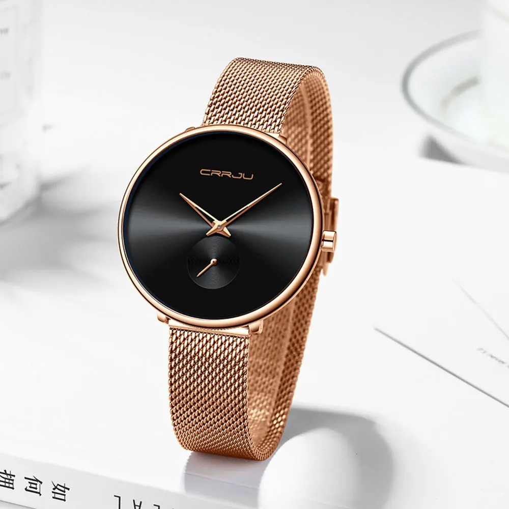 Часы для влюбленных CRRJU Топ люксовый бренд нержавеющая сталь водонепроницаемые часы для мужчин и женщин модные повседневные наручные часы набор для продажи