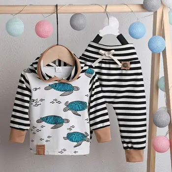 

CANIS Toddler Baby Boys Girls 2019 Autumn Long Sleeve Animal Printed Hoodie Striped Tops Long Pants Legging Outfits
