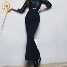 SMTHMA женская модная сексуальная Зимняя шерстяная юбка с высокой талией облегающая черная длинная юбка с рыбий хвост