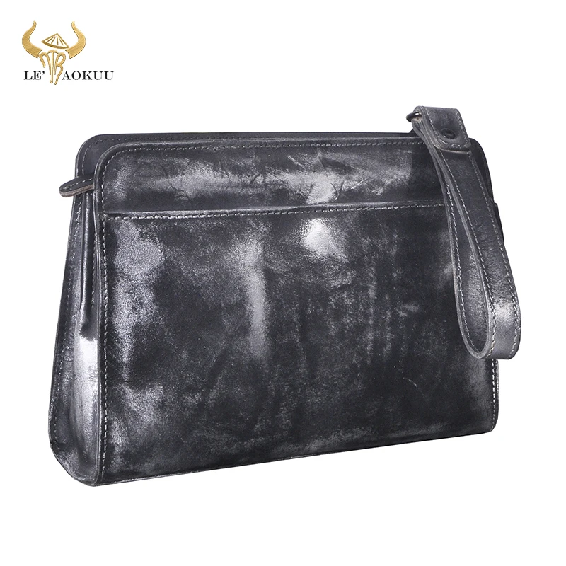 

New Hot Sale Grain Genuine leather Antique Gift Long Organizer Wallet Purse Design Clutch Handbag Underarm Bag For Men Male 2753