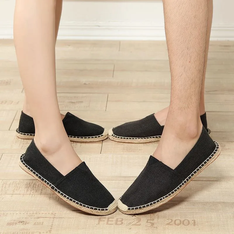 Unisex Size35-44 Linen Canvas Shoes Men Loafers Summer Breathable Black Sneakers Mens Slip On Espadrille Homme | Обувь