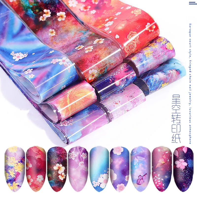 

FlorVida Foil Nail Art Flower Colorful Butterfly Design Nail Art Decoration Nail Foil Beauty Transfer Tips Sticker