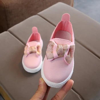 

I Love Daddy&Mummy Spring Autumn Casual Kids Shoes Fashion Bow Princess Girls Sneakers Flat Shoes Comfortable Children Shoes