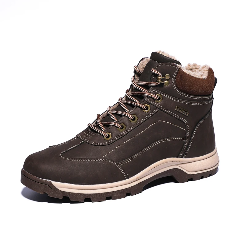 Valstone мужские зимние ботинки качественные альпинистские ботинки для зимы винтажные рабочие и защитные ботинки уличные кроссовки hombres Большие размеры 47 - Цвет: Deep Brown