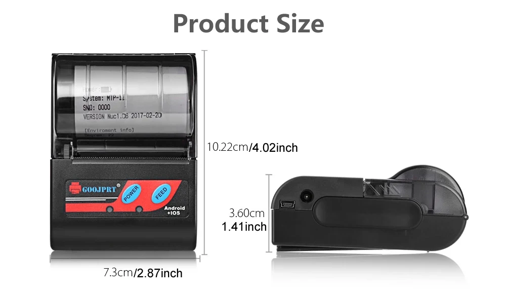 T-Max 58 мм Мини bluetooth Themal принтер портативный беспроводной термопринтер подходит для Android Windows