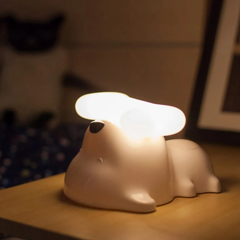 Cute Dog Led Contact Sensor Night Light Desk Lamp Novelty Dimmer Table For Baby Children Kids Bedroom Bedside Nursery | Освещение