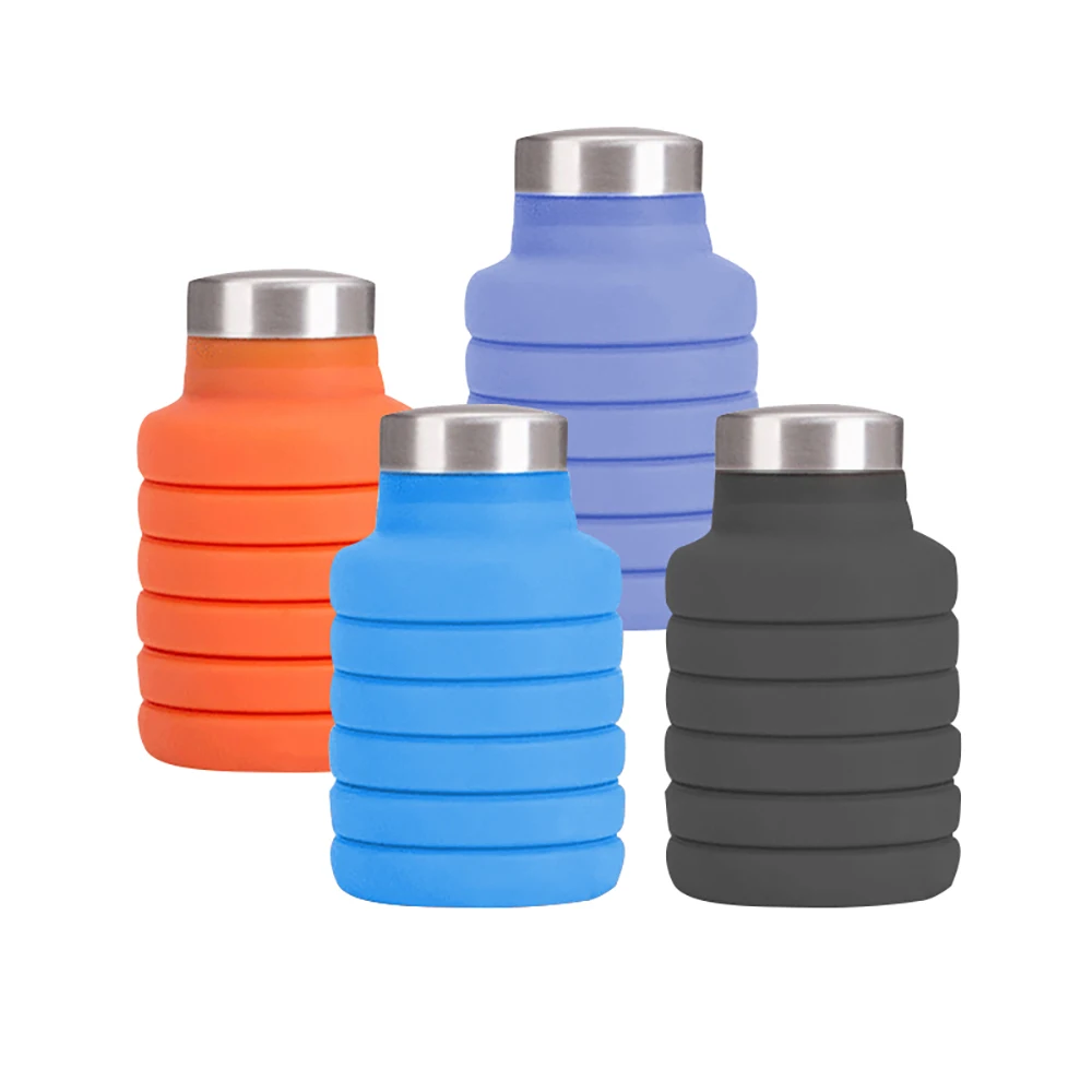 Спортивная бутылка для воды, многоцветная, 500 мл, портативная силиконовая бутылка для воды, телескопическая складная кофейная чашка, для путешествий, для питья