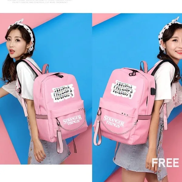 Розовый рюкзак для странных вещей, повседневная парусиновая сумка для студентов, красивый женский рюкзак Mochila высокого качества для