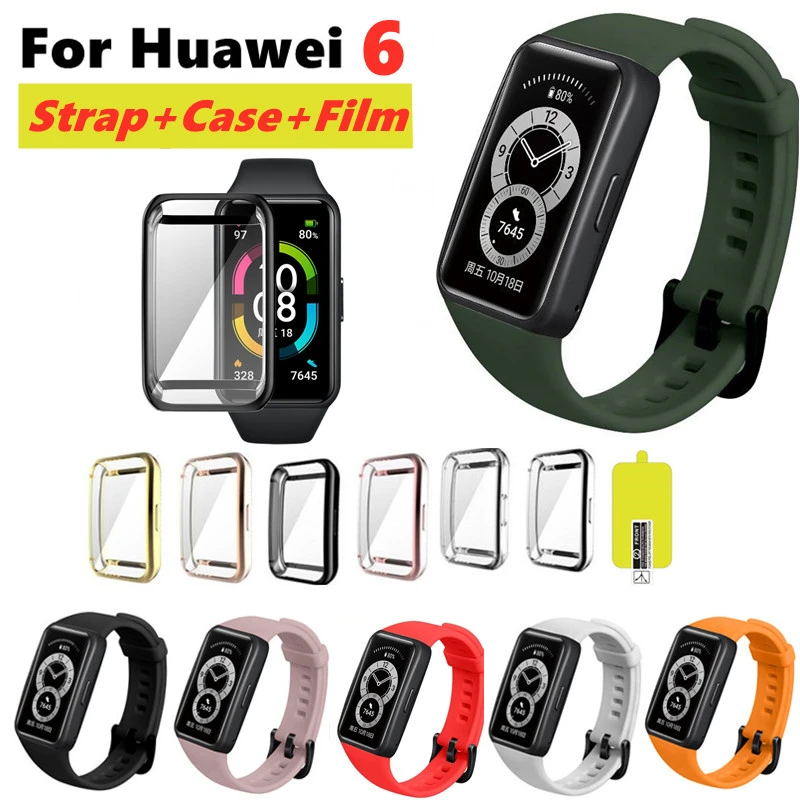 Strap For Huawei Watch Band 6 For Huawei Smart Watch Bracelet 6 Strap With TPU Soft Protective Cover Full Screen Protector Case
