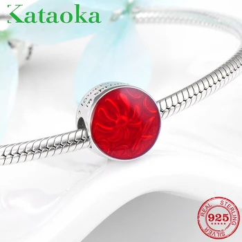 

Charms Red Enamel flower beads 925 Sterling Silver trendy 2018 Fit Original European Charm Bracelet Jewelry making