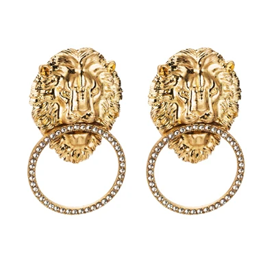 Women Fashion Trendy Alloy Lion Charms Stud Earrings Jewelry Lady's Novelty Collection Earrings Accessories Drop Earrings AM0812 - Окраска металла: gold