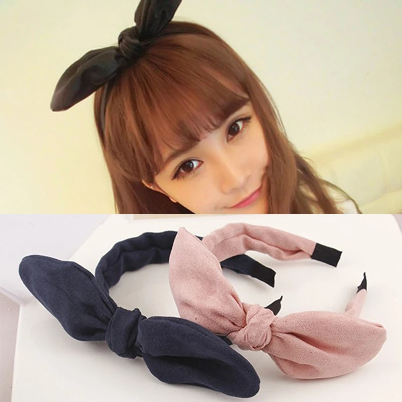 Bohemian Rabbit Ears Hairband Solid Color Cute Headband Hair Hoop Bows Cross Knotted Scrunchy Bezel Accessories |