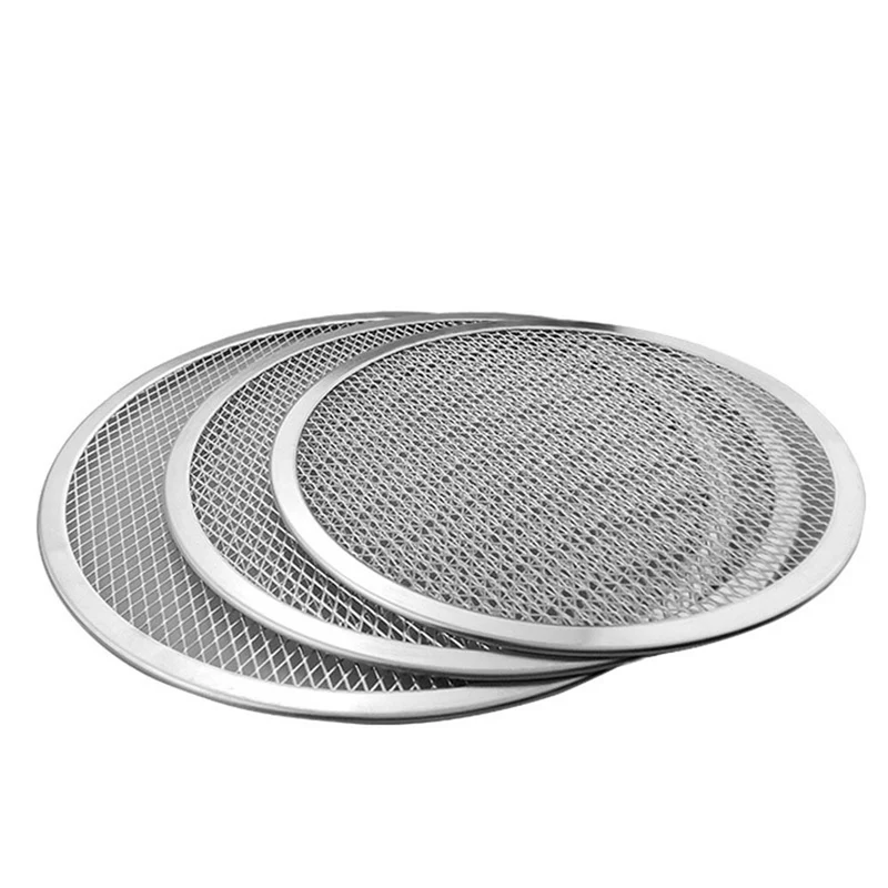 Aluminum Thickened Pizza Baking Pan Mesh Pizza Net Barbecue Pizza Sieve Round Baking Pan Mesh Kitchen Tool Oven Kit