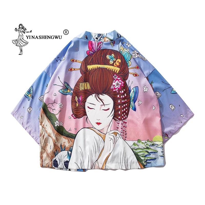 Yukata женское традиционное японское кимоно кардиган японский Азиатский Femme блузки хлопковое кимоно халат Harakuju винтажные рубашки топы с принтом