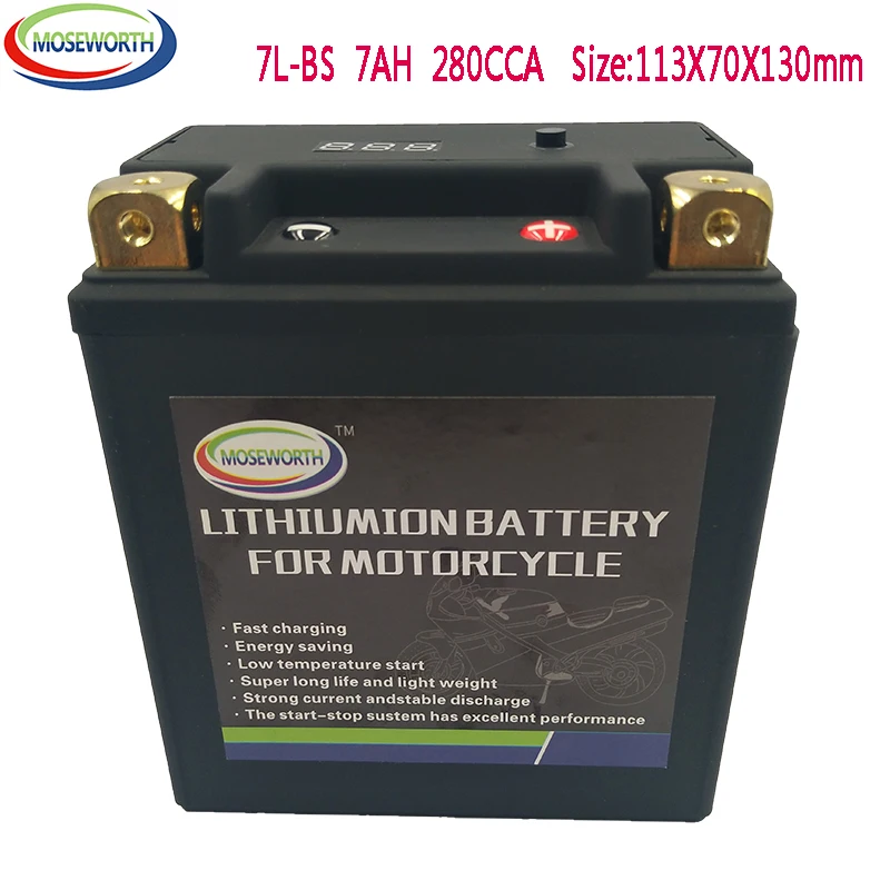 Аккумулятор для мотоцикла LiFePO4 Fe 12 В 7 Ач 7L BS 280CCA размер 113x70x130mm Bulit in BMS защита