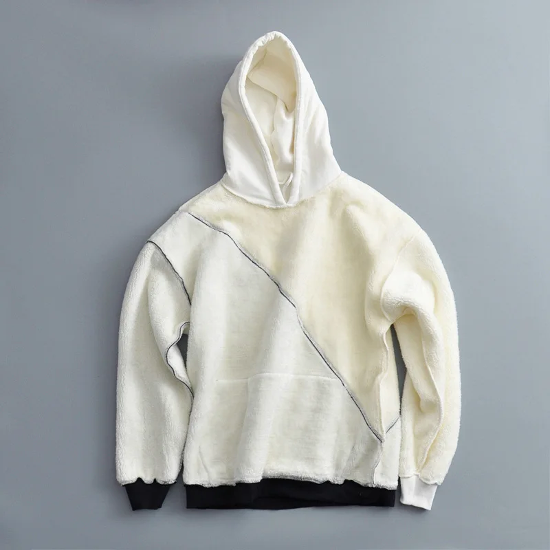 

W Western Style Autumn And Winter Commuting Lambs Wool Thick Warm Hooded Five-pointed Star Contrast Color Hoodie Coat