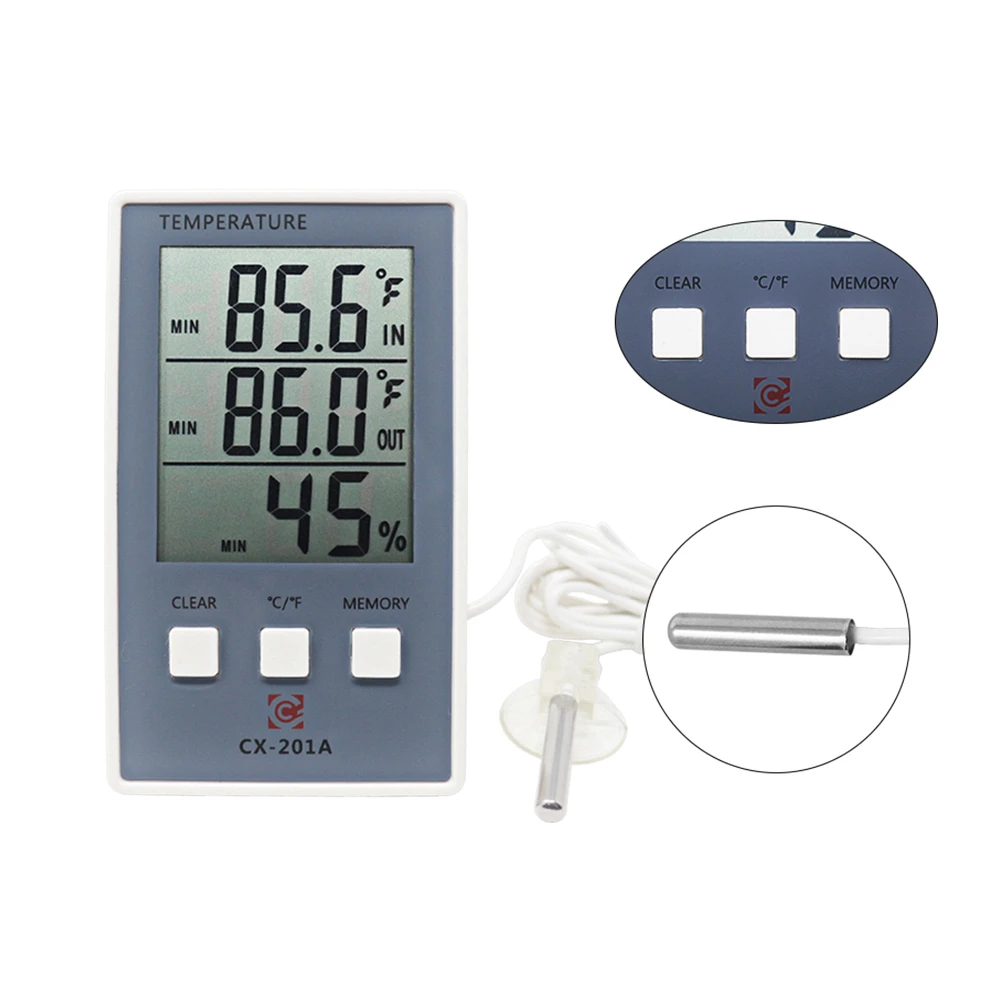 Digital LCD Display Humidity Meter Thermometer Temp Sensor With Probe Indoor New