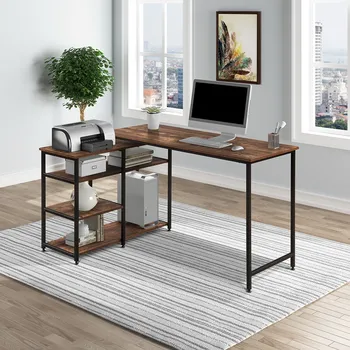 

L Shaped Desk with Shelves Corner Computer Desk with CPU Stand, Home Office Gaming Table Workstation Study Writing Desk