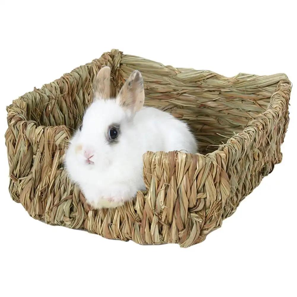 woven small pet rabbit hamster guinea pig cage grass nest house