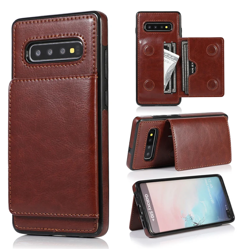 Leather Case For Samsung Galaxy S21 S20 Ultra S10 E S9 S8 Plus Note 8 9 10 A50 A70 S Wallet Card Slots Holder Phone Bags Cover