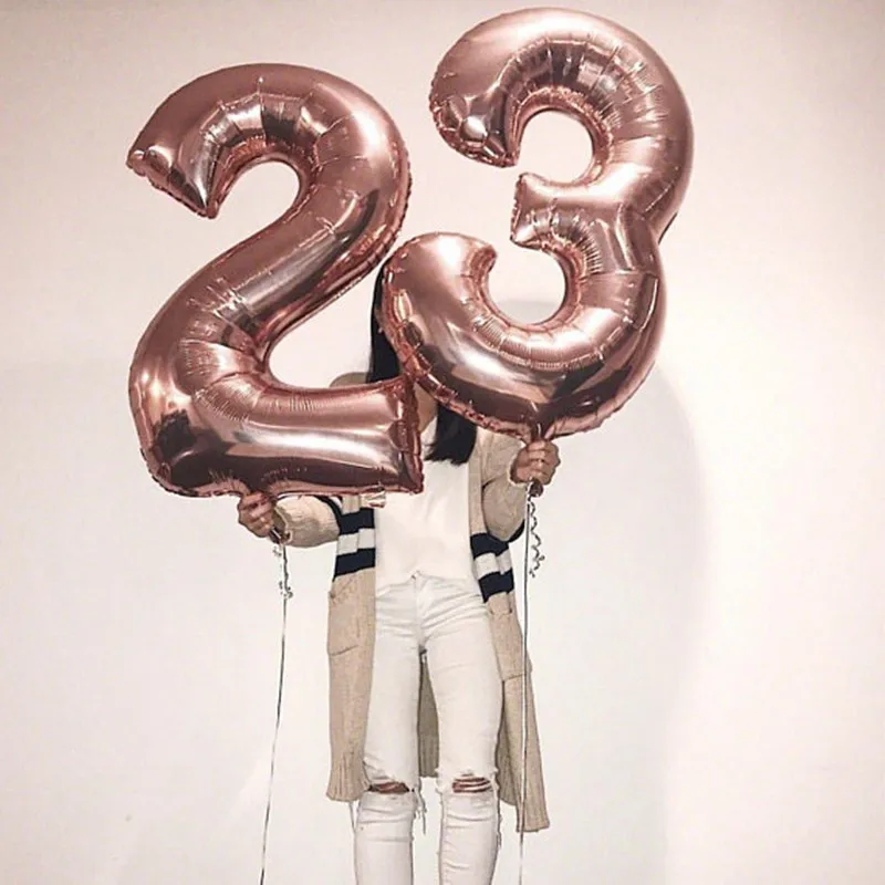 40 inch 0-9 розовое золото черный номер Фольга гелиевые шары 18 20 25 30 50 лет взрослых декор для вечеринки в честь Дня рождения надувной шар поставки