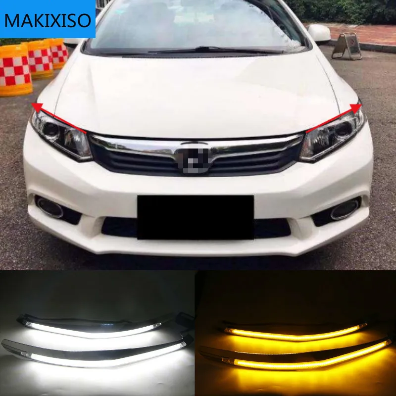 

2PCS For Honda Civic 2011 2012 2013 2014 2015 Car Headlight Eyebrow With Turn Signal 12V DRL Daytime Running Light