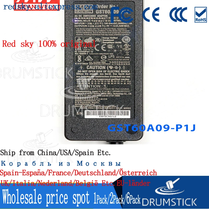 Бренд MEAN WELL представляет GST60A09 P1J 9V 6A meanwell GST60A 54 Вт AC DC постоянного тока высокой