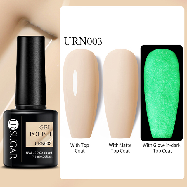 SUGAR Luminous Gel Top Coat Semi Permanent Glow In Dark Fluorescent Soak Off UV LED Color Gel Nail Varnish Nails for Manicure