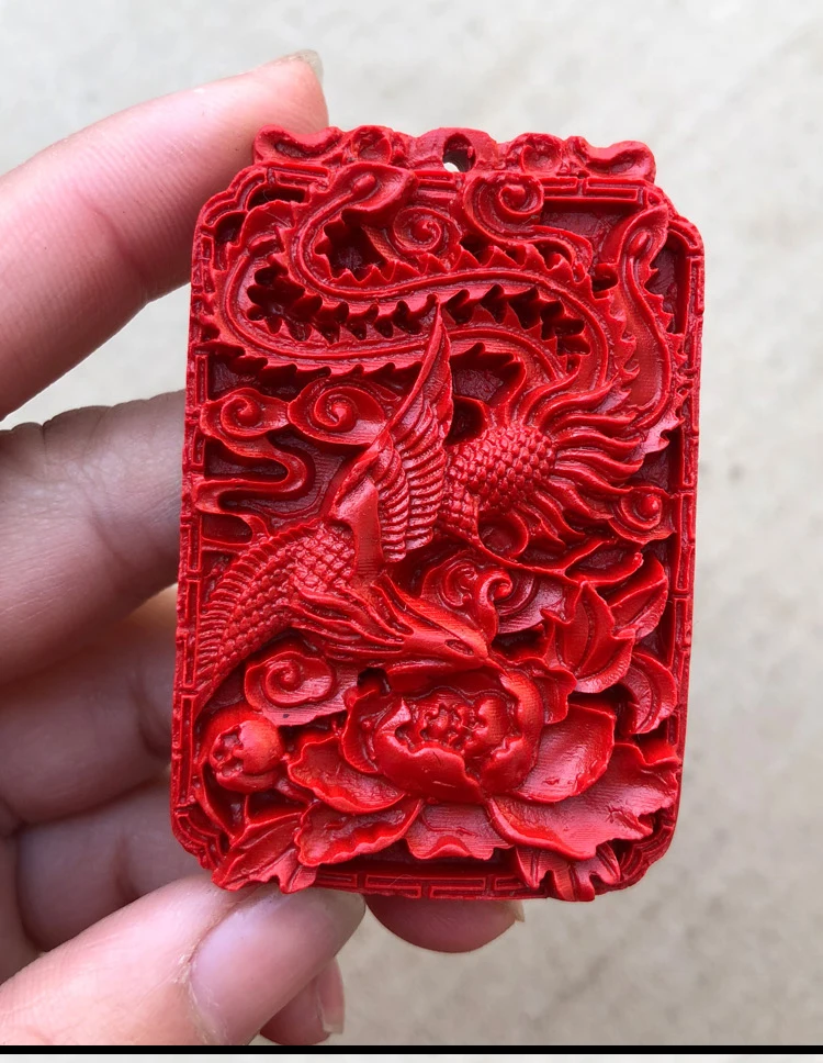 Красный Натуральная киноварь яркая подвеска Danfeng Chaoyang для мужчин и женщин - Цвет камня: Красный