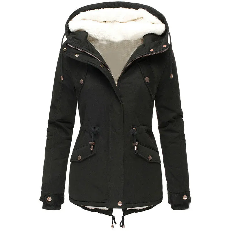 Зимняя женская хлопковая Толстая Женская куртка, пальто для дам, плюс длинный рукав, бархатные женские куртки, дропшиппинг